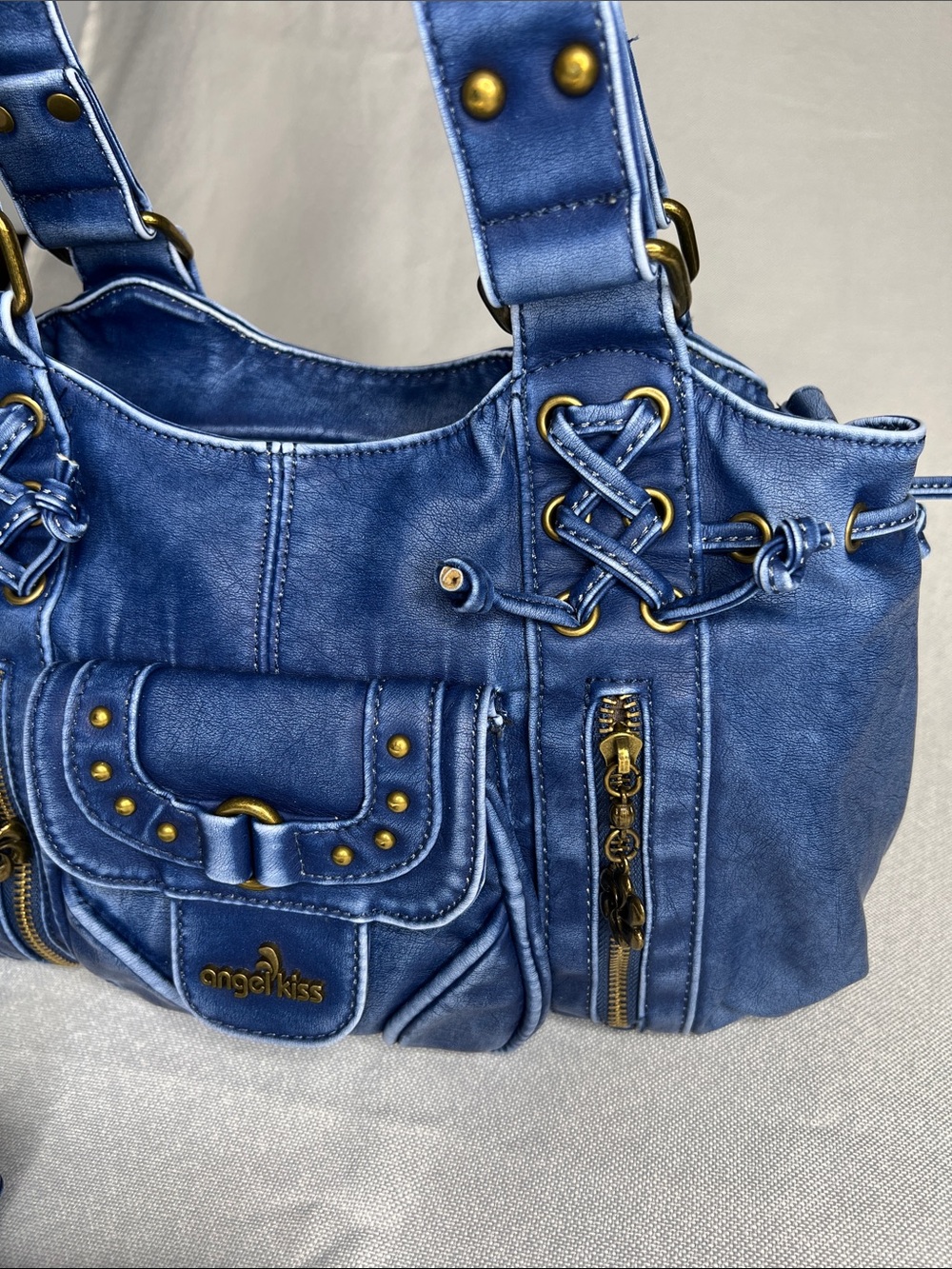 Angel Kiss Y2K Inspired Indigo Denim-Style Shoulder Bag with Detachable Strap - Picture 4 of 15